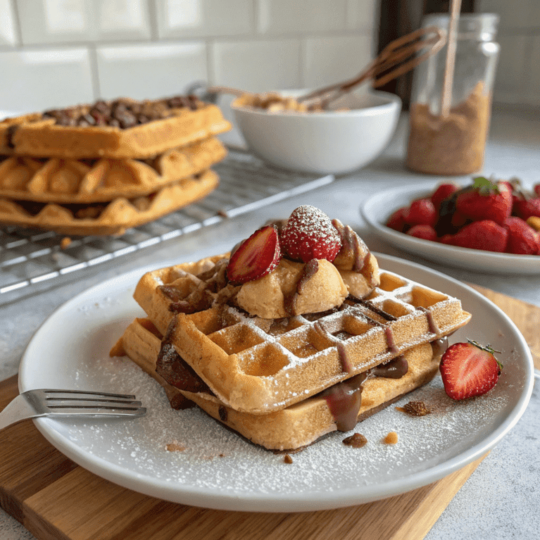 An informative comparison between a bubble waffle and a regular waffle, highlighting the differences in texture, shape, and preparation methods.