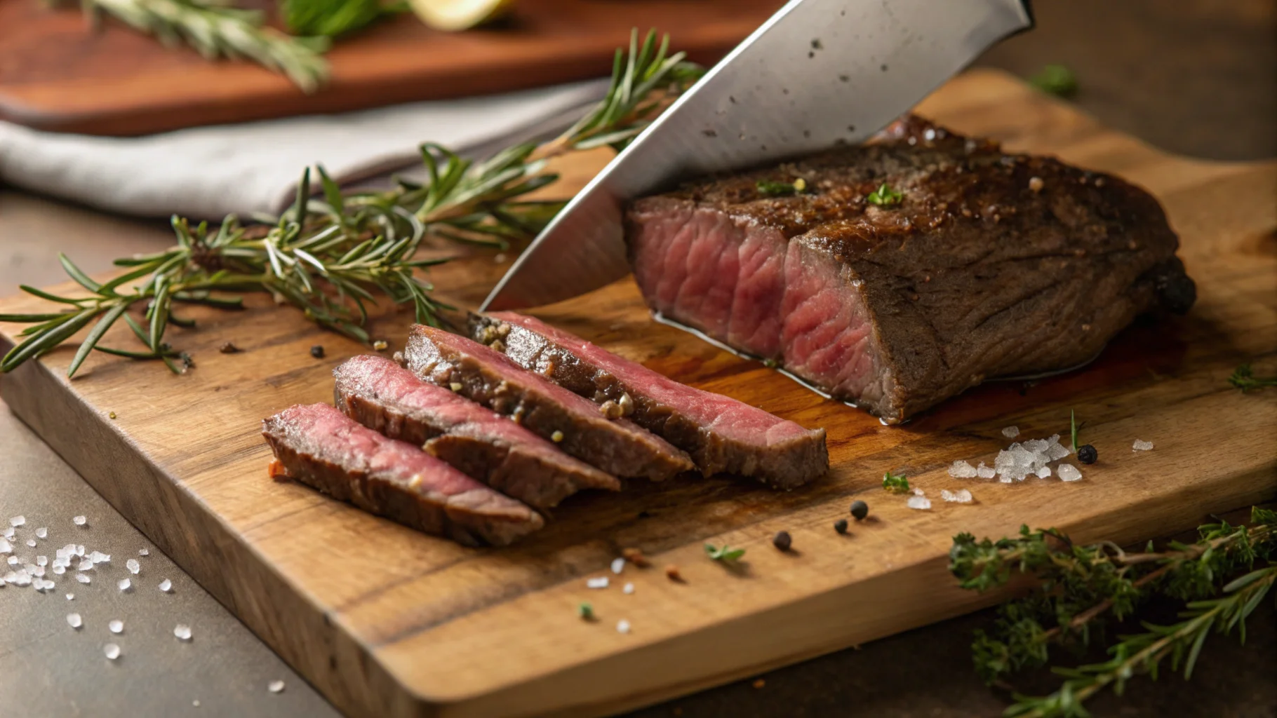 Perfectly grilled flat iron steak cooked medium-rare, showcasing the best way to cook flat iron steak for a tender and juicy result.