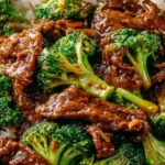 Chinese Beef and Broccoli recipe served over rice