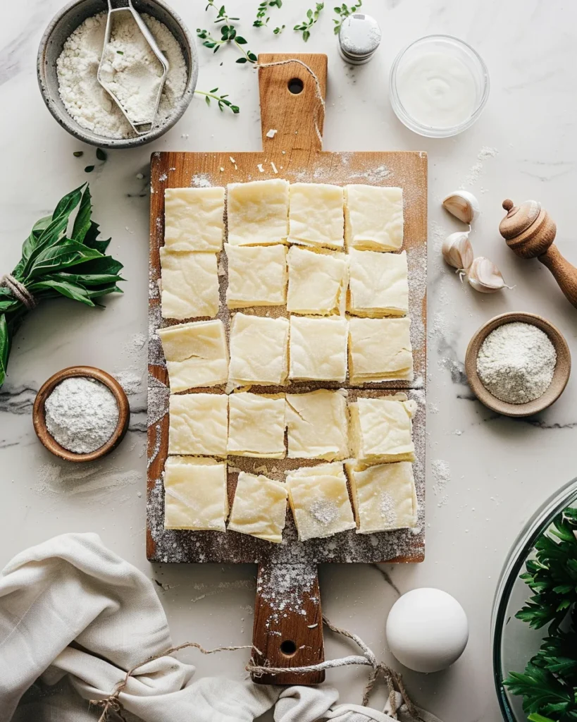 puff pastry sheet cut into small squares for chocolate pastry bites