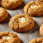 Gingerbread Cookies with Cheesecake Filling cooling on a baking sheet
