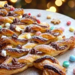 Nutella Puff Pastry Christmas Tree on holiday table