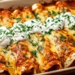 Chicken Enchiladas Dish baked with melted cheese