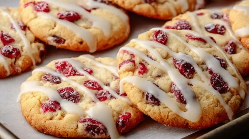 Cranberry Orange Christmas Cookies on a holiday plate
