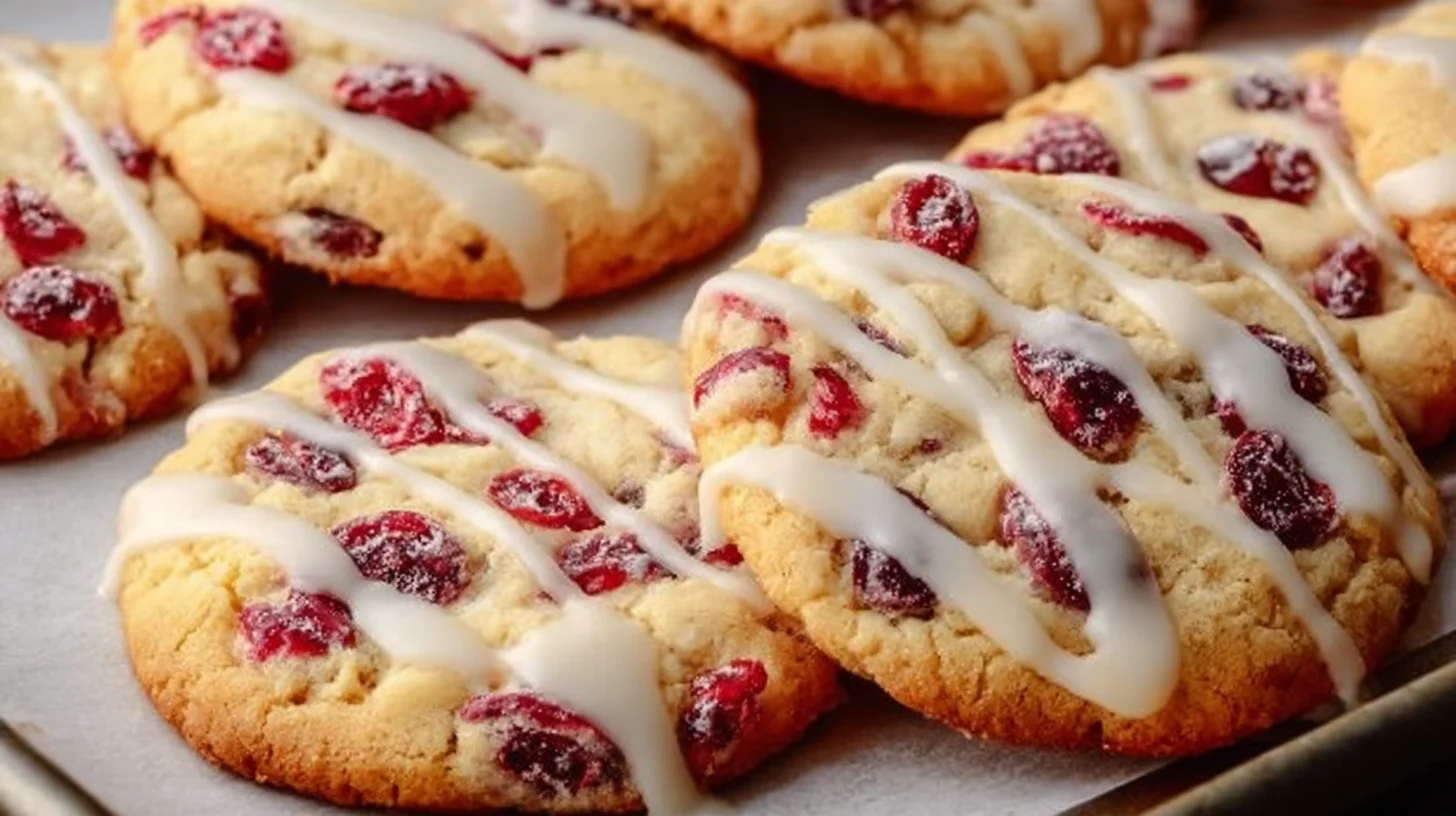 Cranberry Orange Christmas Cookies on a holiday plate