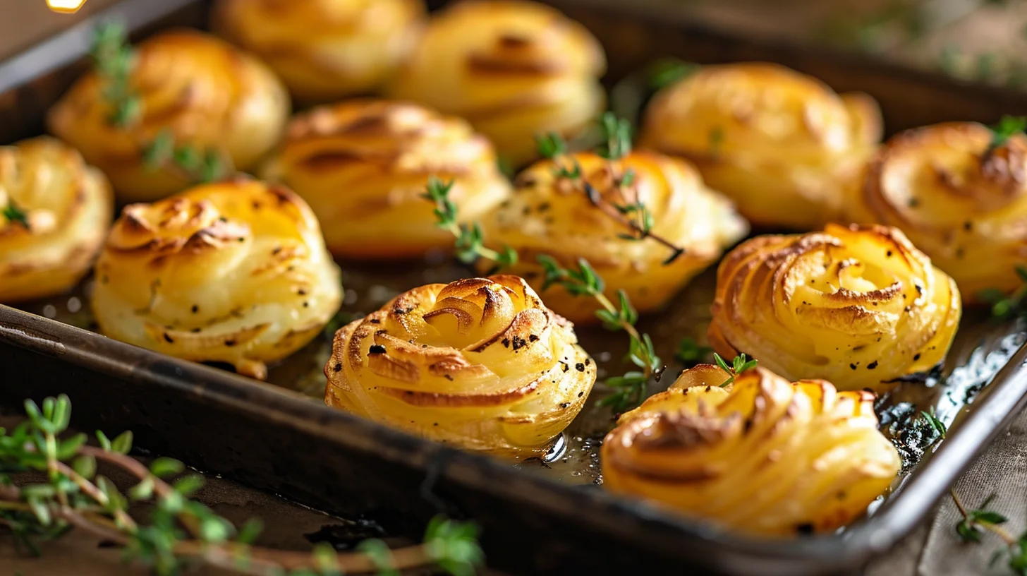 Duchess Potatoes Side Dish beautifully piped and golden brown