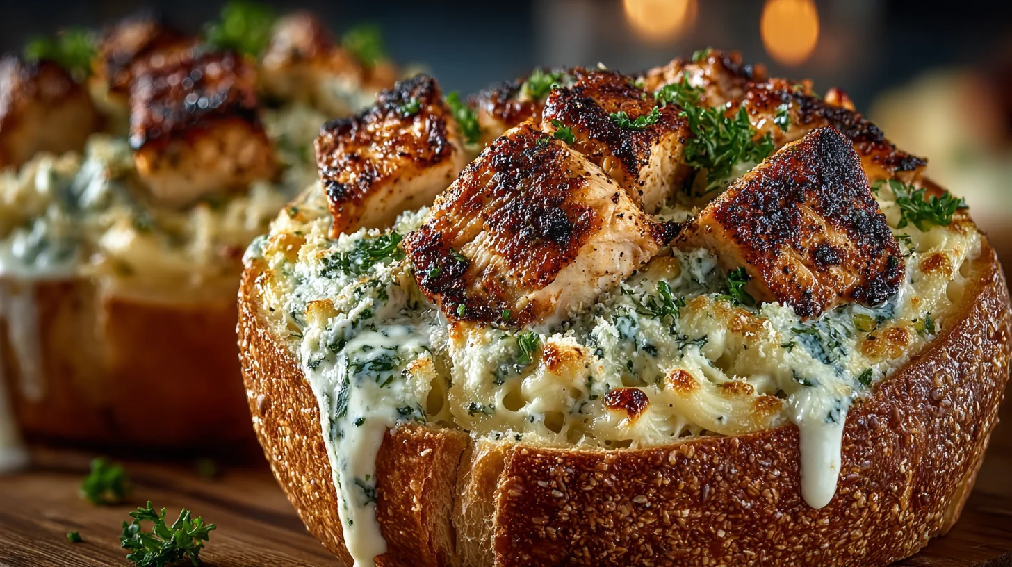 Garlic Bread Spaghetti Bowls served inside toasted garlic bread