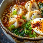 Ramen Dumpling Bowl with dumplings and noodles in savory broth