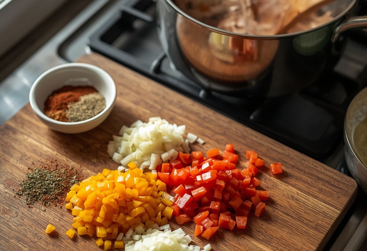 Savory Chicken Enchilada Soup - Process or ingredients