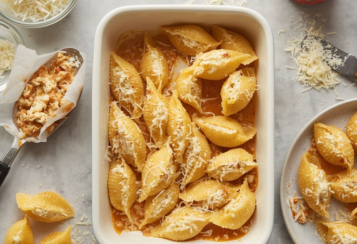 cheesy stuffed shells - Process or ingredients