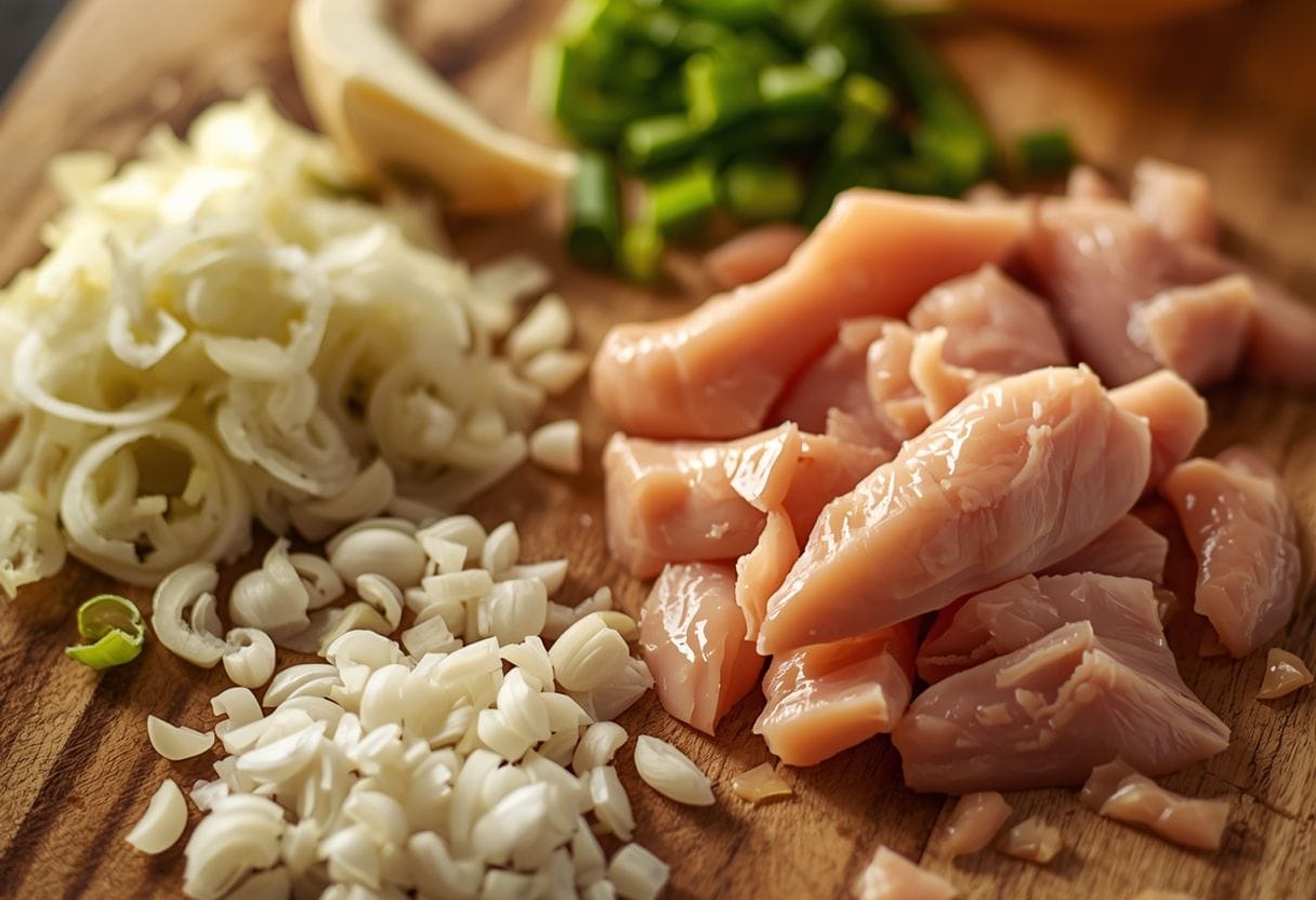 ginger garlic chicken soup - Process or ingredients