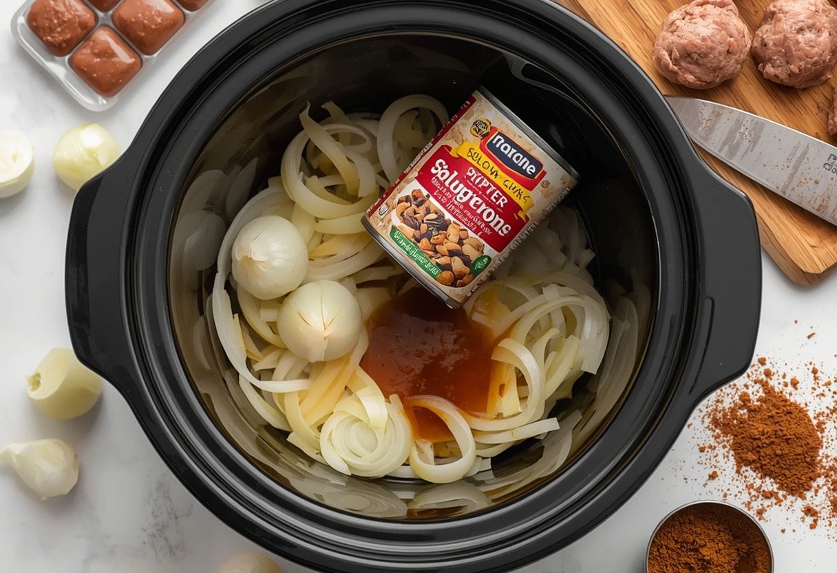 Slow Cooker Salisbury Meatballs - Process or ingredients