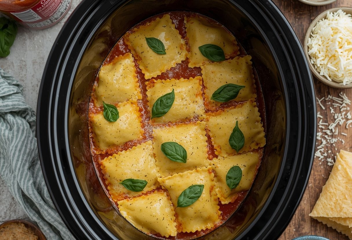 crockpot ravioli lasagna - Process or ingredients