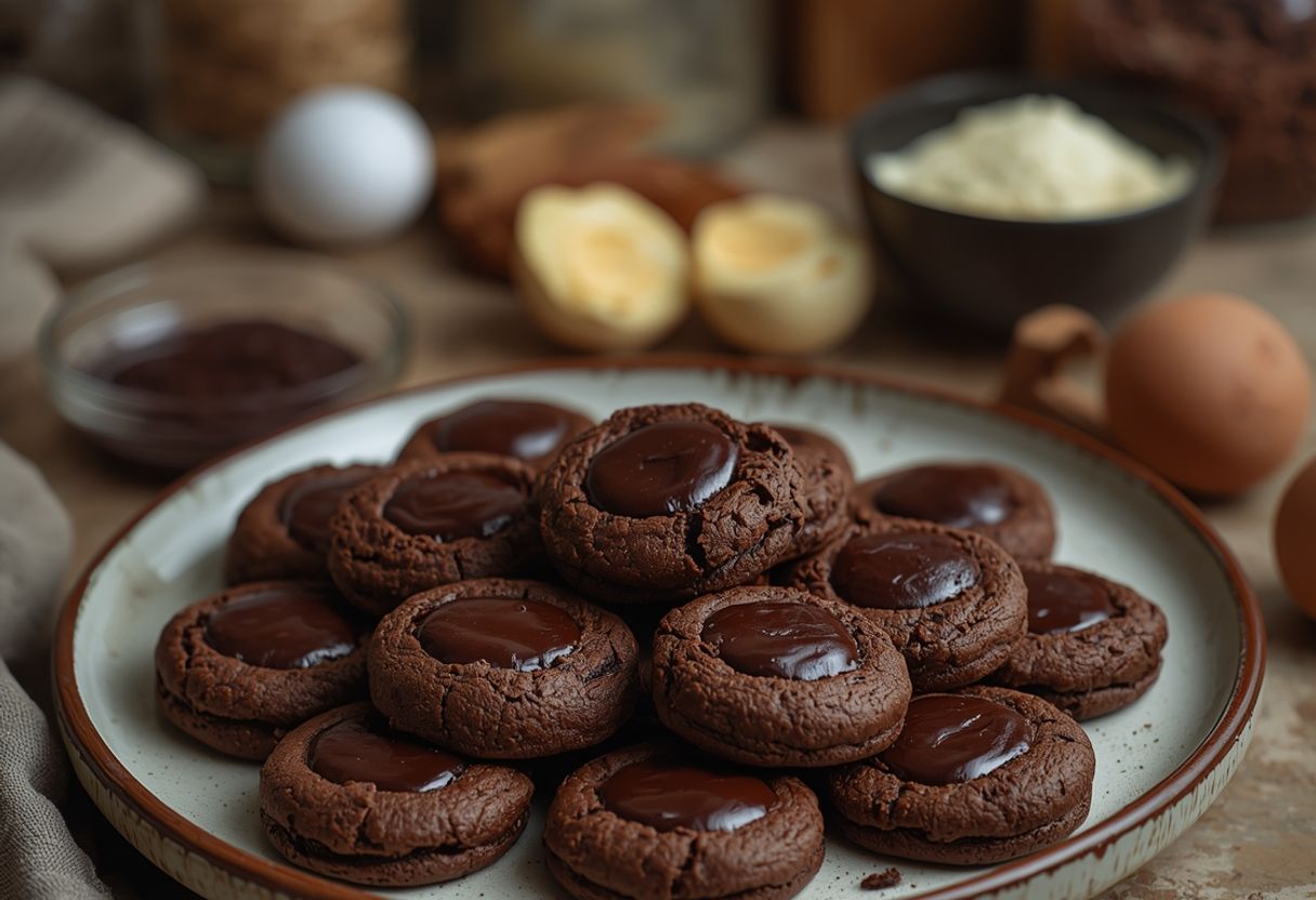 chocolate thumbprint cookies - Process or ingredients