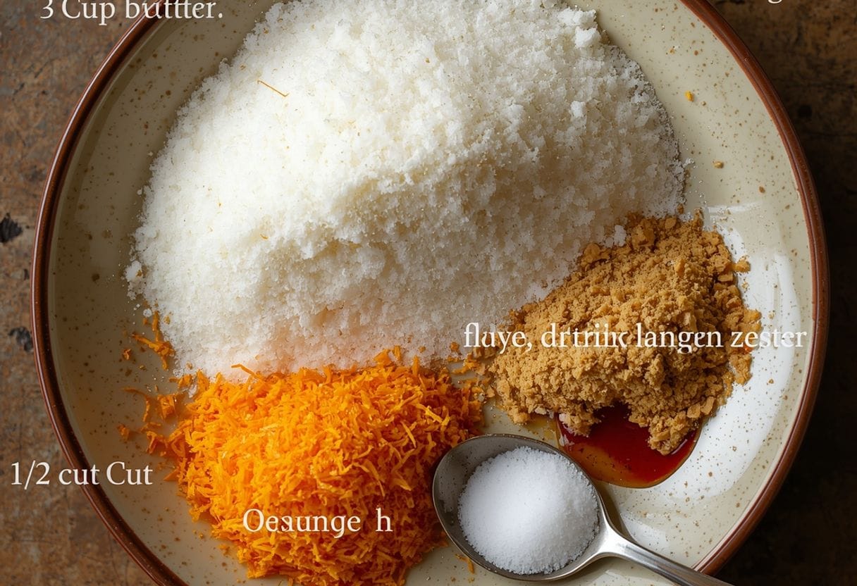 cranberry orange shortbread - Process or ingredients