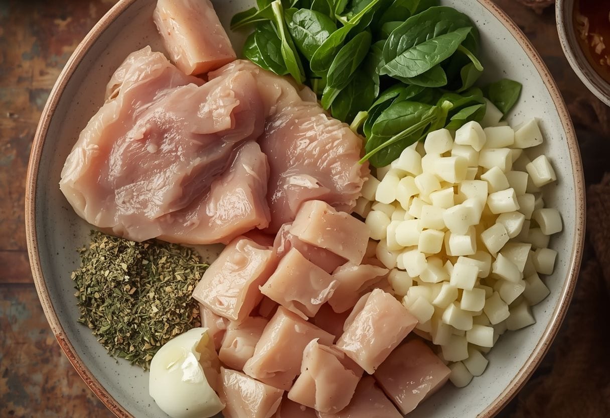 creamy chicken gnocchi bowl - Process or ingredients