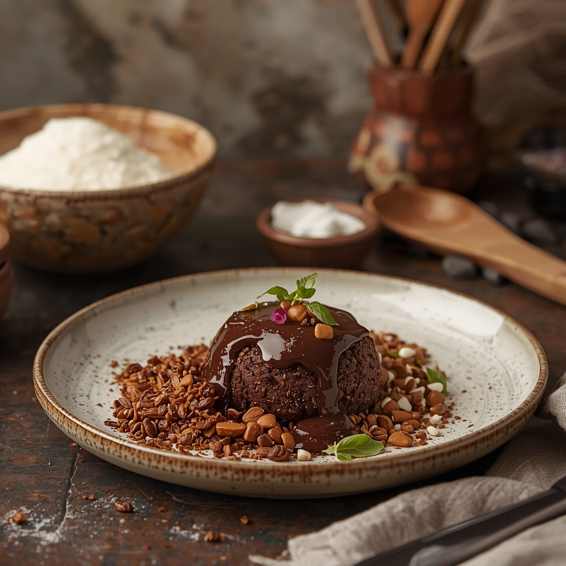 molten chocolate dessert - Process or ingredients