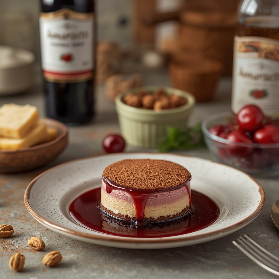 cherry amaretto tiramisu - Process or ingredients