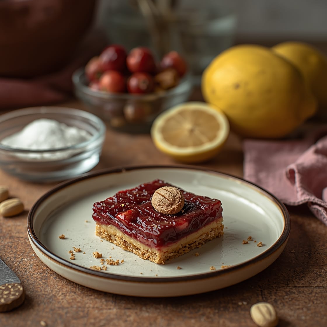 cranberry lemon dessert bars - Process or ingredients