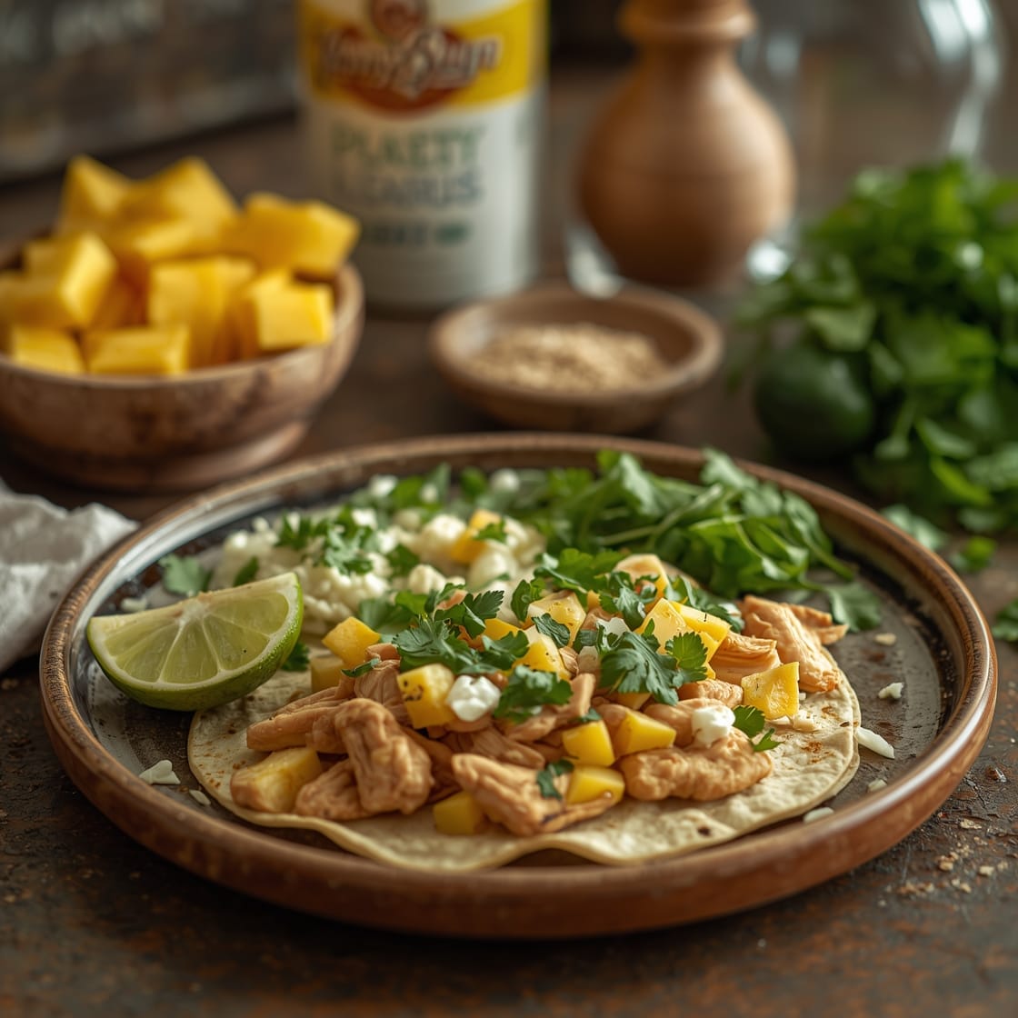 pineapple chicken tacos - Process or ingredients