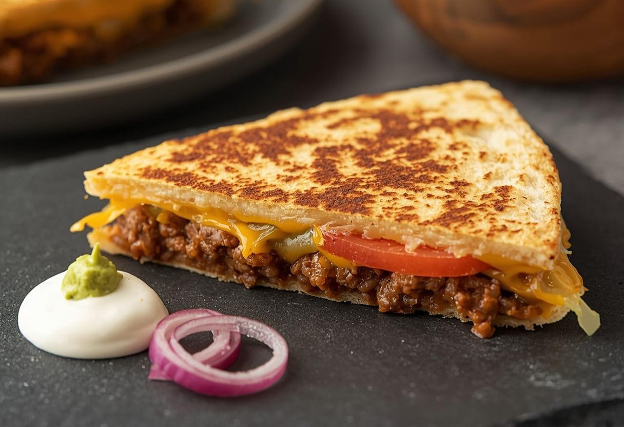 cheesy burger quesadilla - Detail or variation