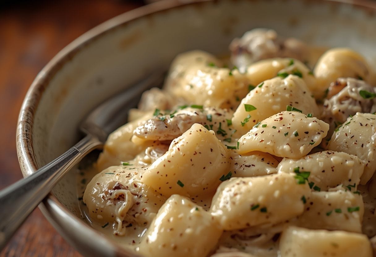 creamy chicken gnocchi bowl - Detail or variation