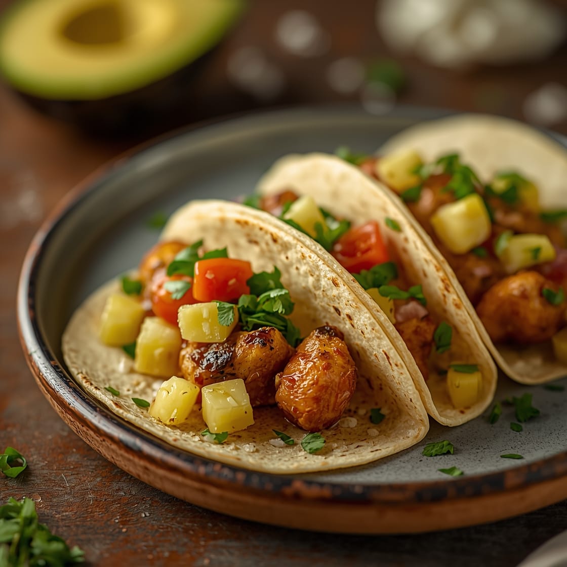 pineapple chicken tacos - Detail or variation