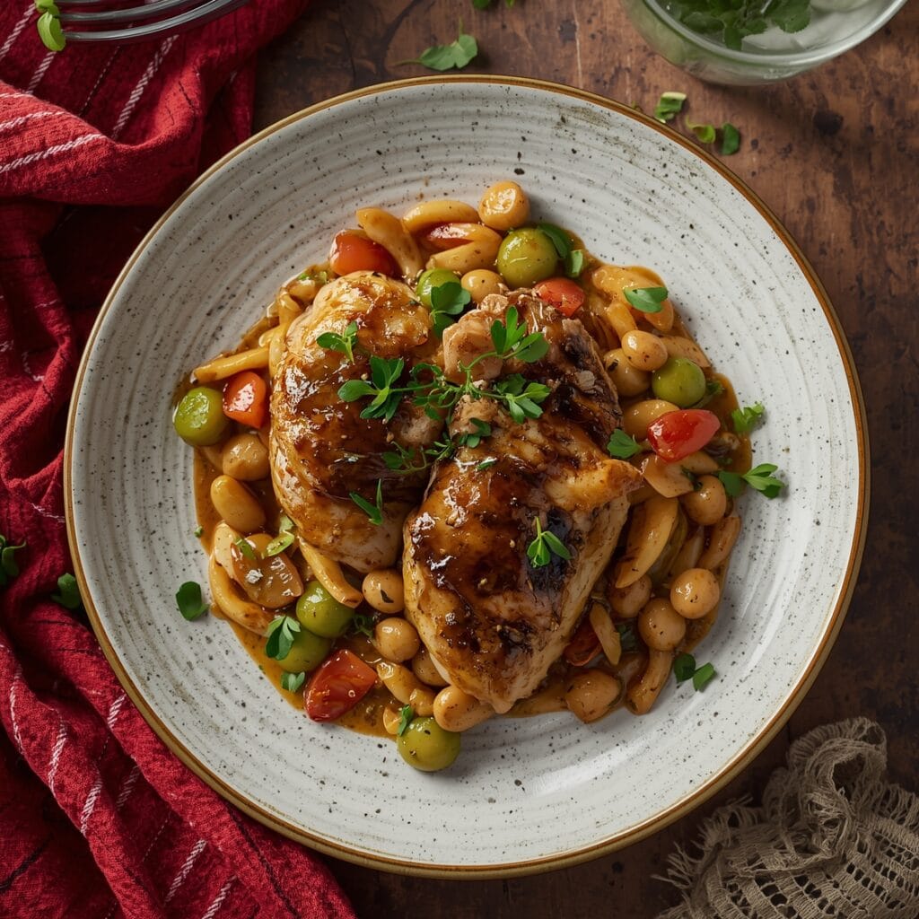 Balsamic Chicken Valentine dinner served with tender chicken coated in a rich balsamic glaze, perfect for a romantic Valentine’s meal