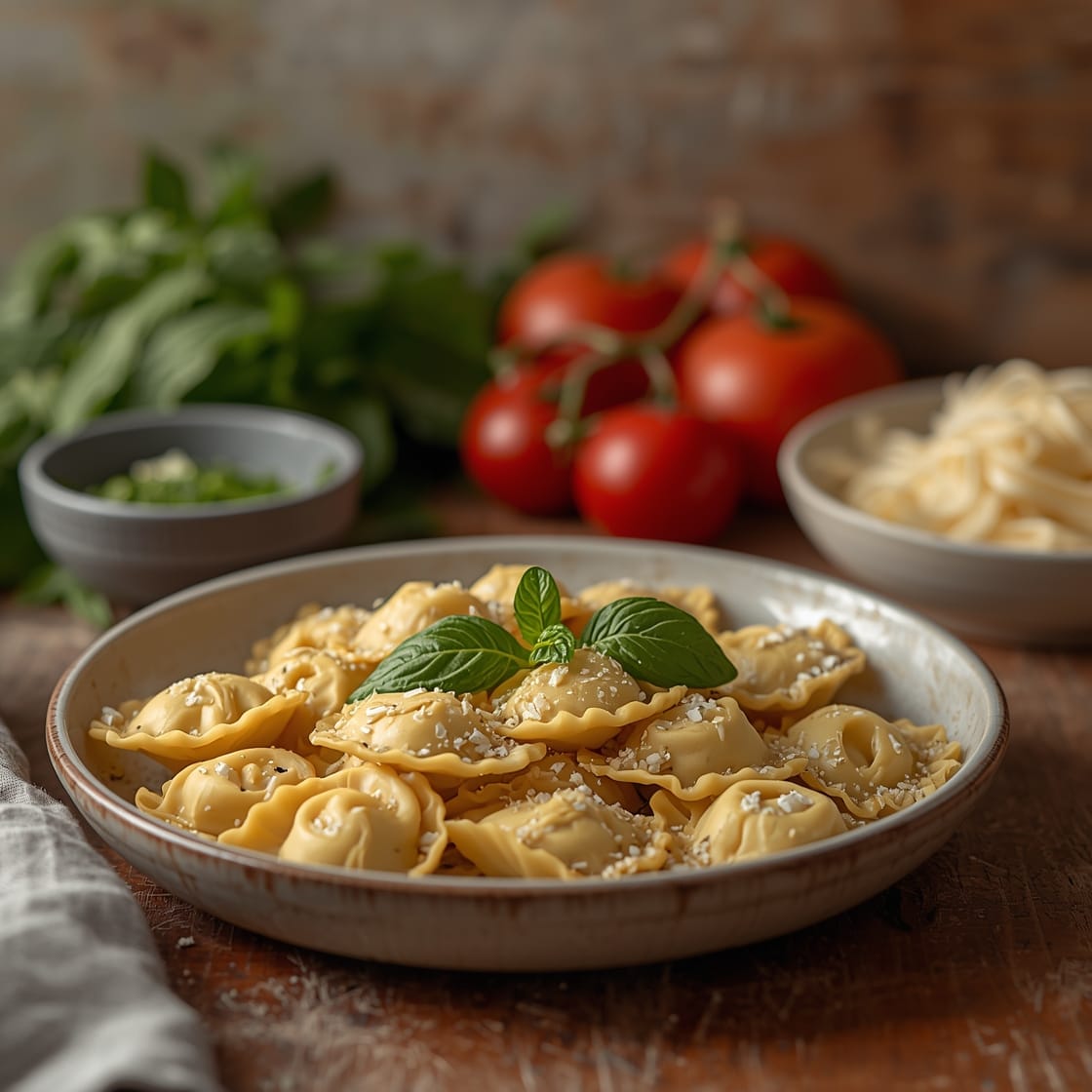 baked cheesy tortellini - Process or ingredients