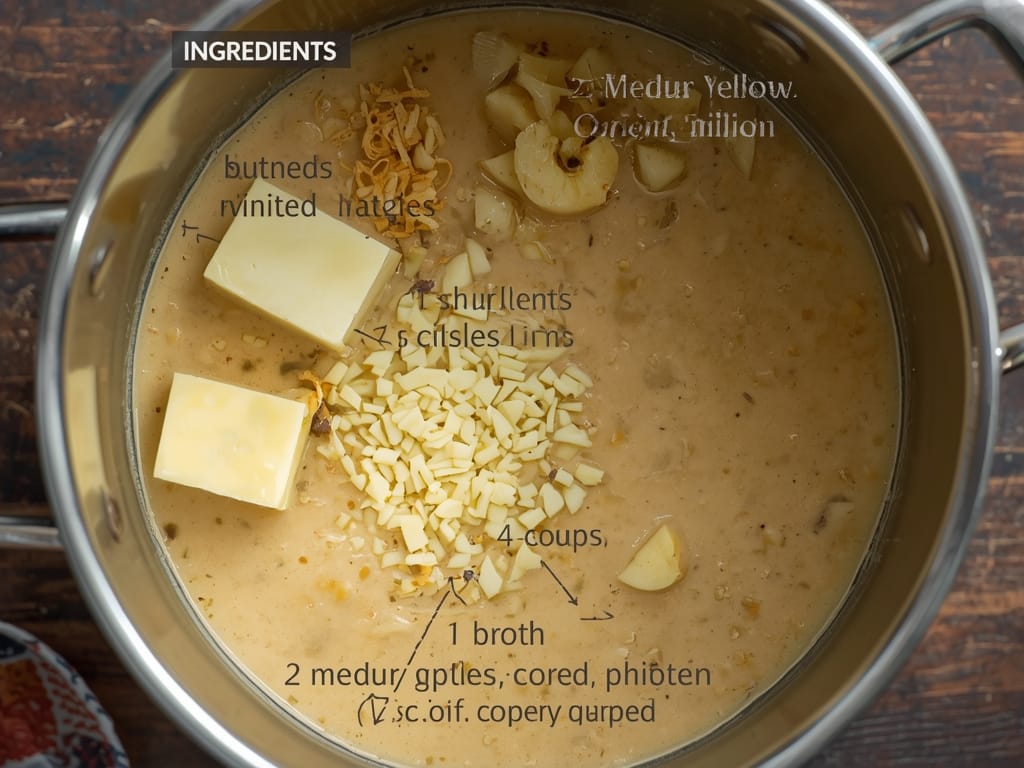 creamy cheese apple soup - Process or ingredients