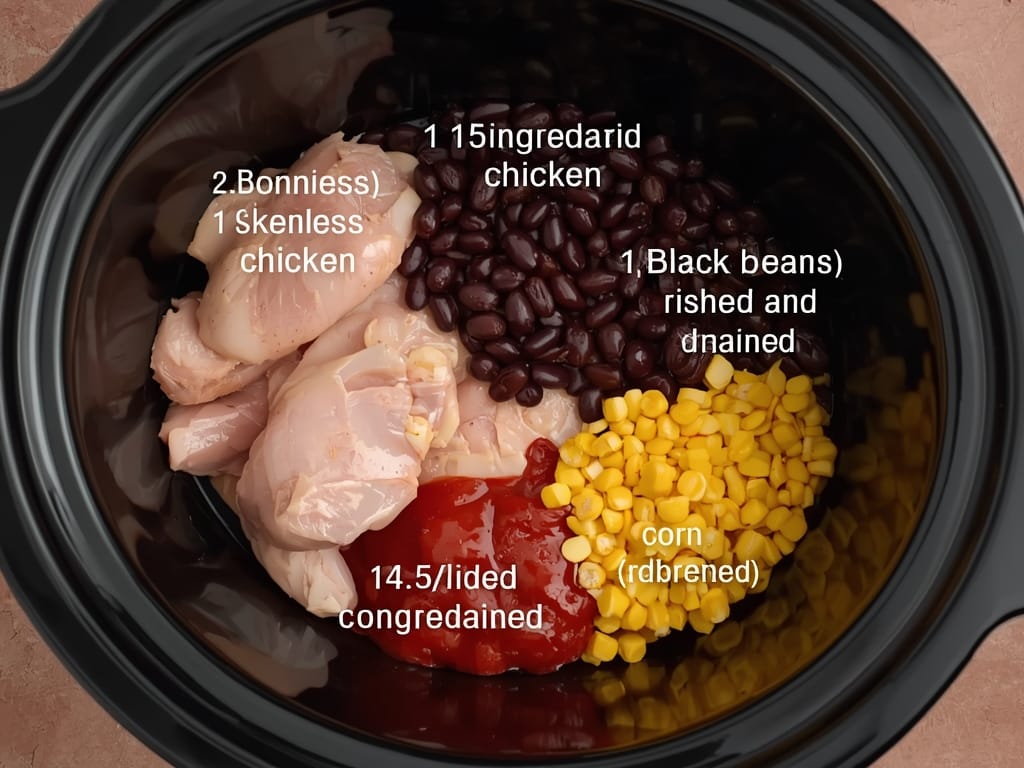 crockpot chicken burrito bowl - Process or ingredients
