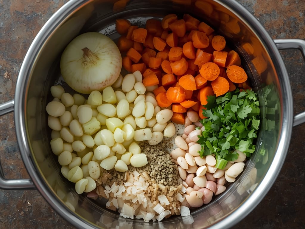 Tuscan white bean soup - Process or ingredients