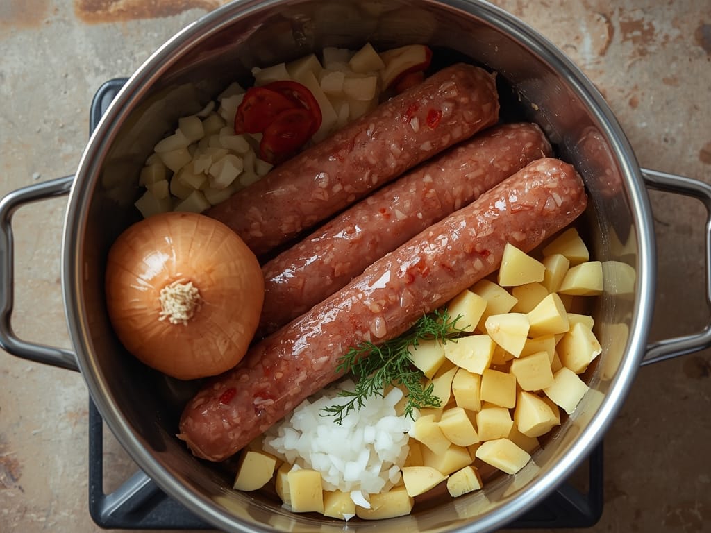 creamy Tuscan sausage soup - Process or ingredients