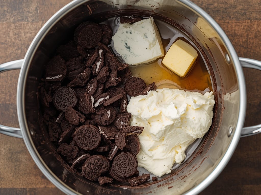 layered mint chocolate dessert - Process or ingredients