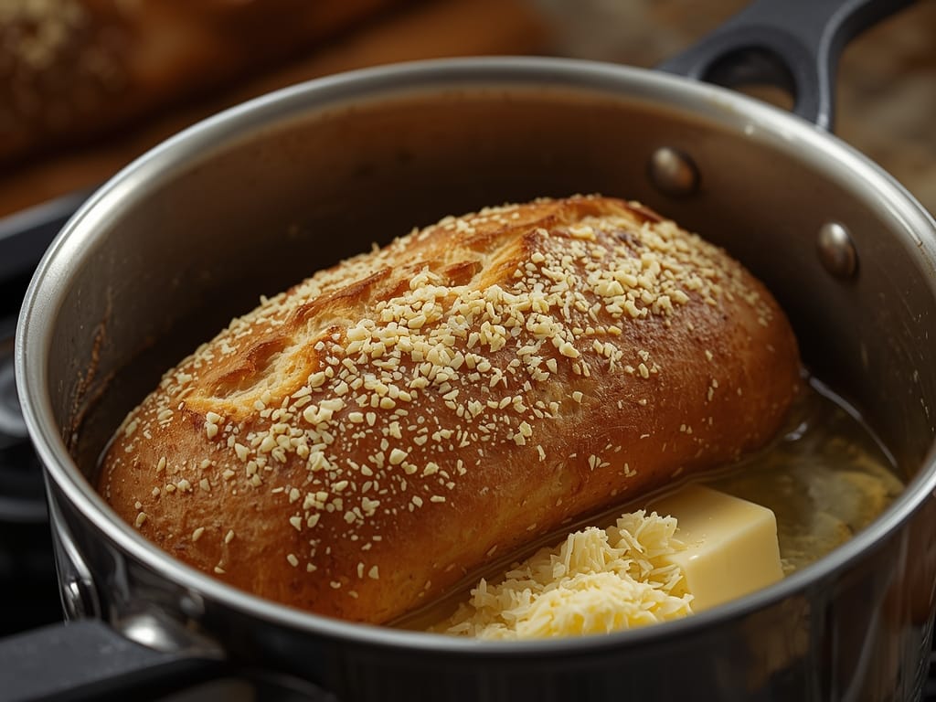 garlic parmesan bread - Process or ingredients