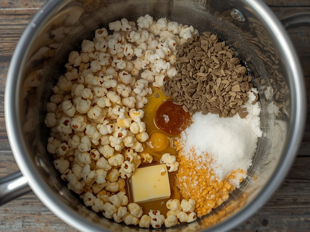 festive green popcorn - Process or ingredients