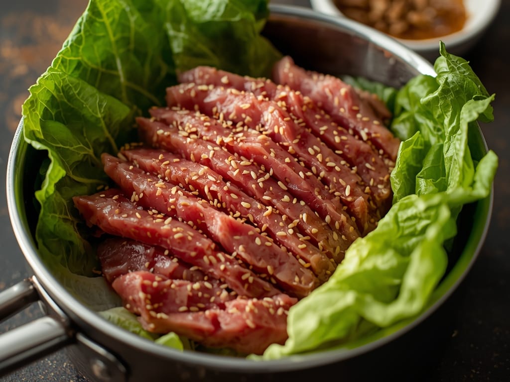 seared tuna lettuce wraps - Process or ingredients