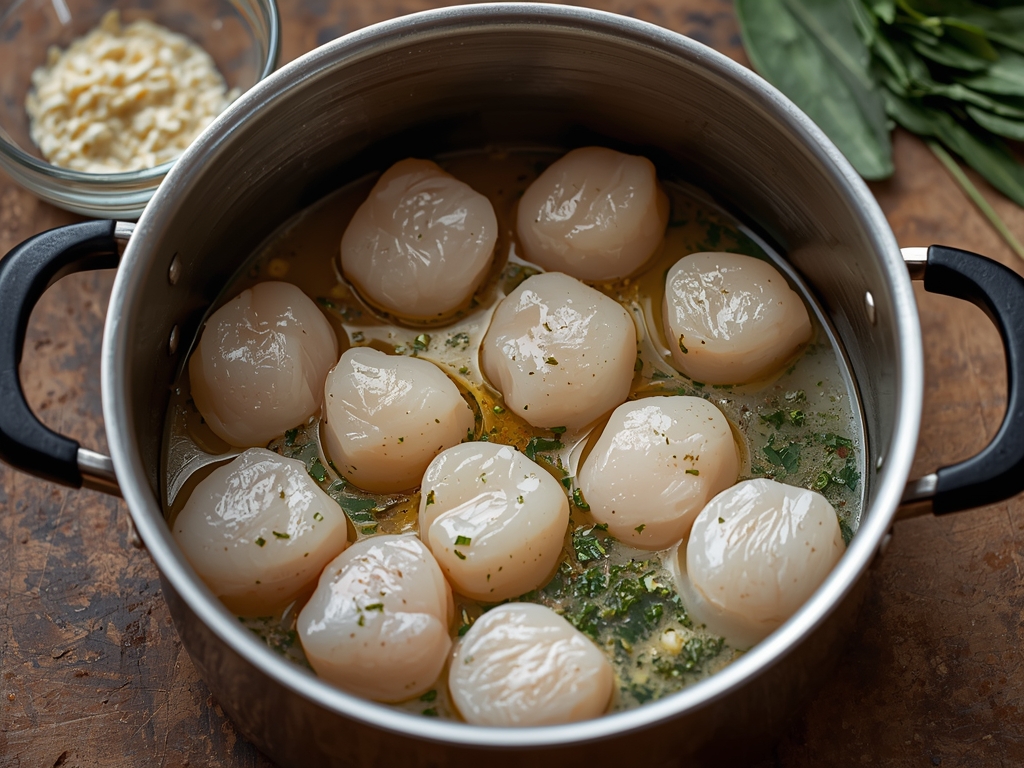 butter seared scallops - Process or ingredients