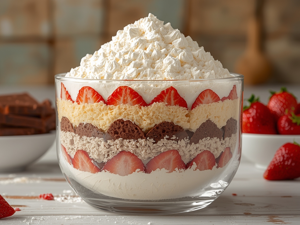 layered vanilla chocolate strawberry cake - Process or ingredients