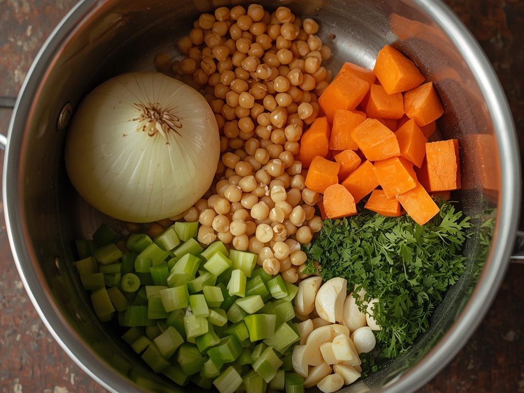Hearty Chickpea Soup - Process or ingredients