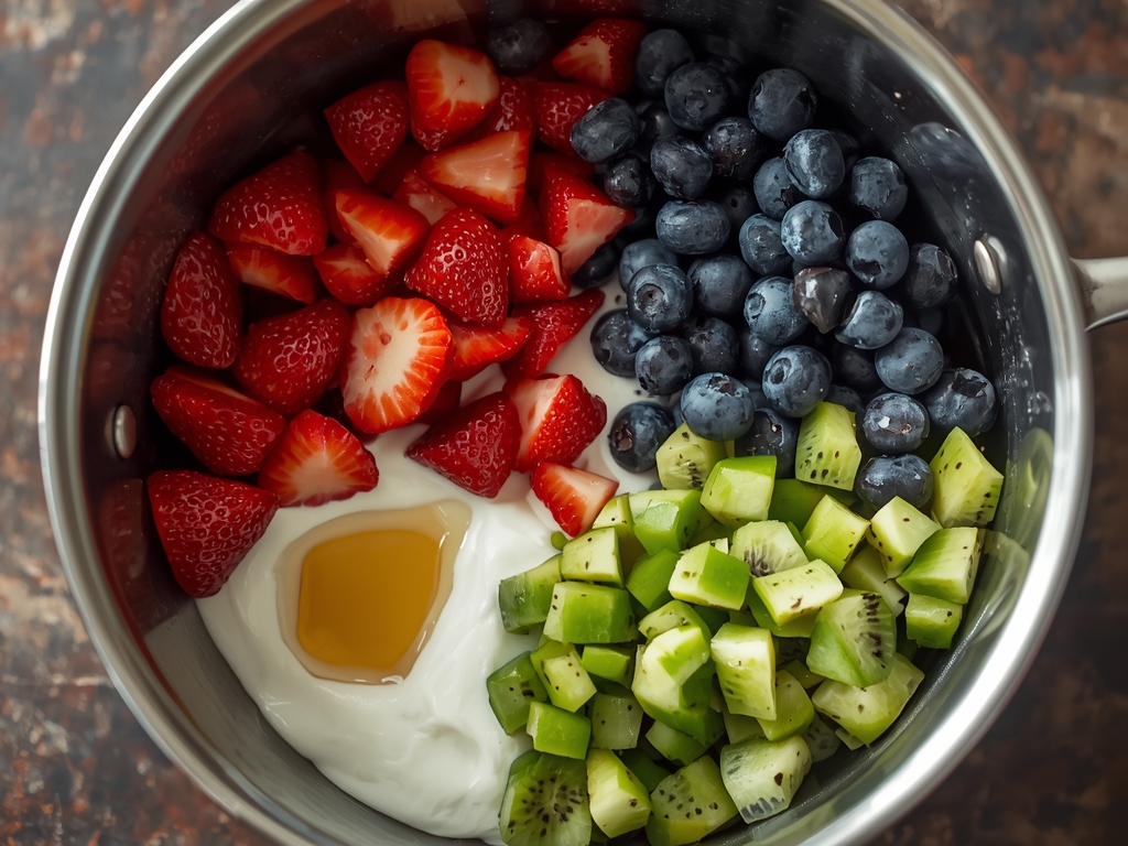 Colorful Fruit Salad Parfaits - Process or ingredients