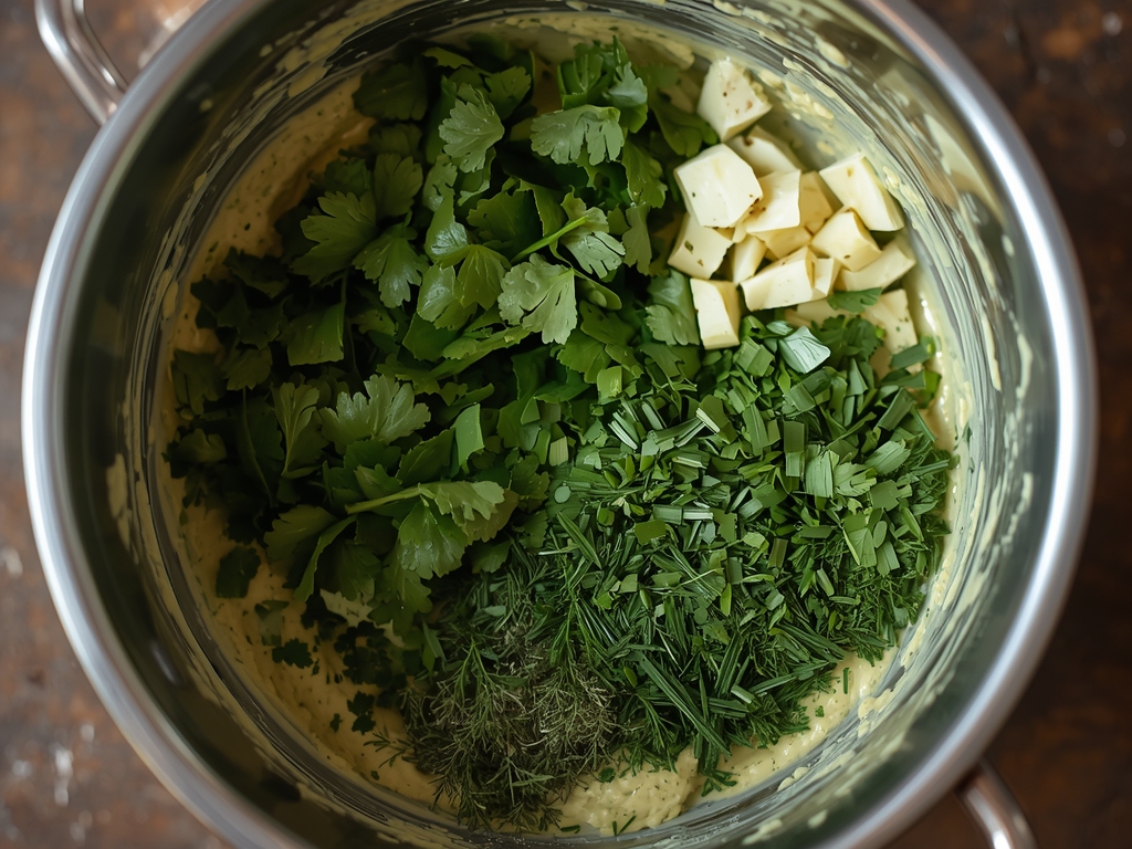 creamy avocado herb dip - Process or ingredients