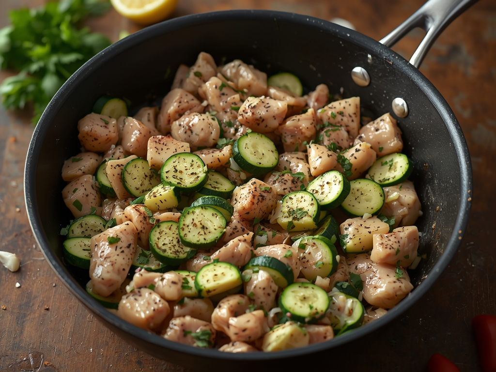 sautéed chicken zucchini - Process or ingredients