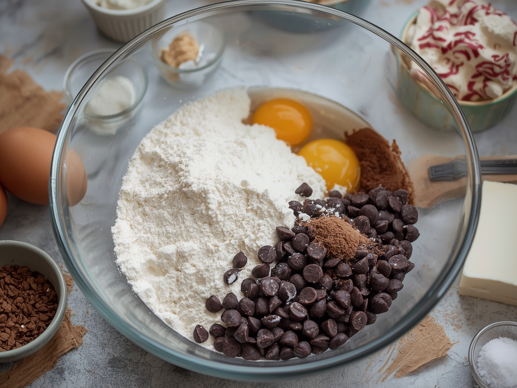 mint chocolate swirl brownies - Process or ingredients