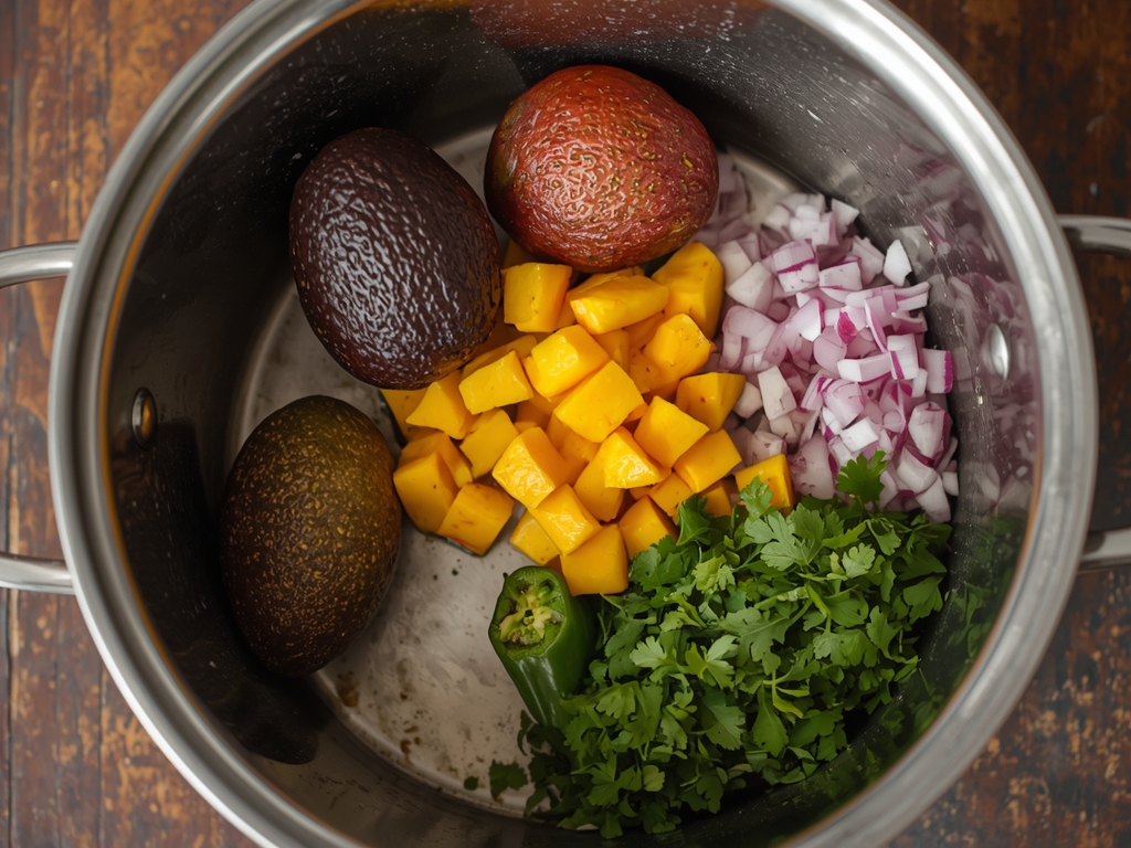 mango chili guacamole - Process or ingredients