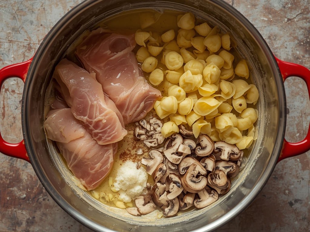 creamy chicken tortellini soup - Process or ingredients