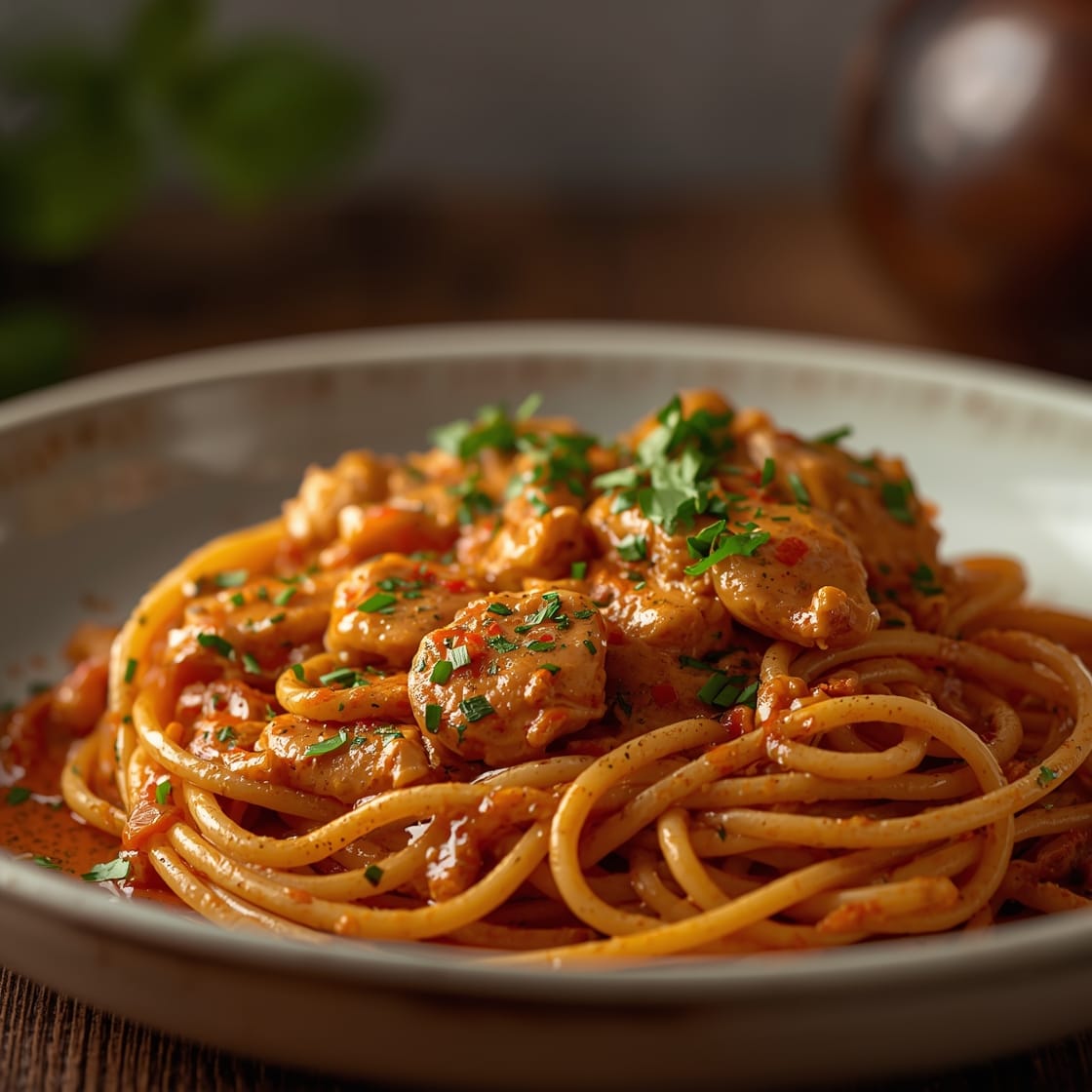 spicy creamy chicken pasta - Detail or variation