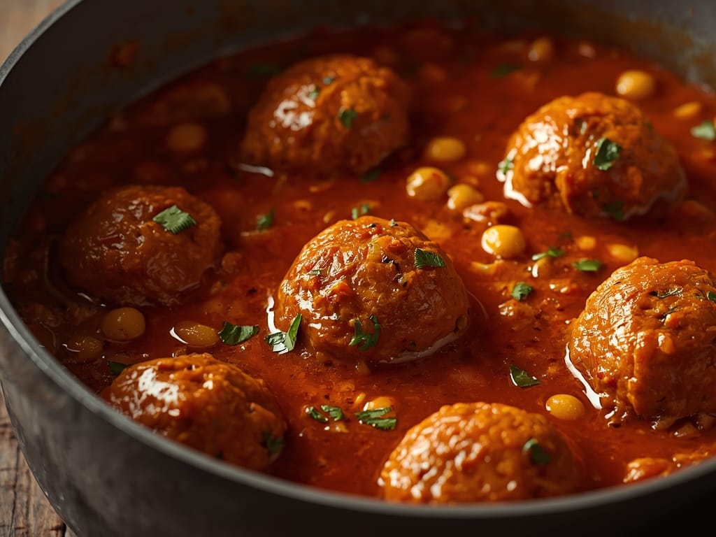 spicy chickpea meatball stew - Detail or variation