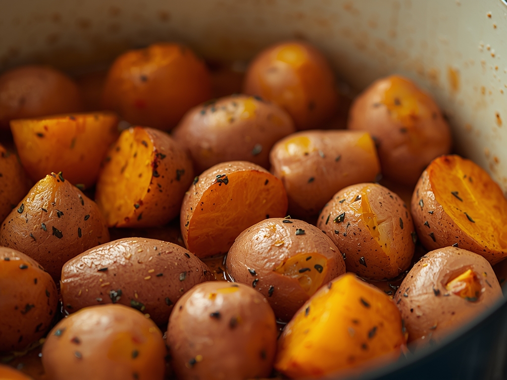 oven roasted herbed sweet potatoes - Detail or variation