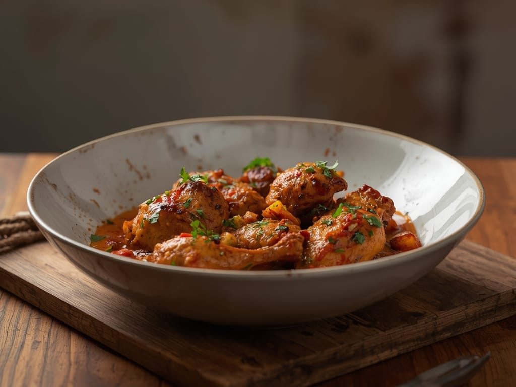 Middle Eastern chicken bowl with spiced chicken, basmati rice, cucumber salad, yogurt sauce, and fresh herbs